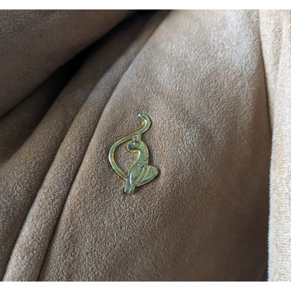 Baby Phat Girls Brown Tan Faux Fur Coat Size Small Y2K Penny Lane Embroidered - Picture 15 of 16